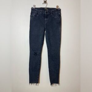 MOTHER Jeans Looker Ankle Fray in Black Sexy Just Walked into Town size 26